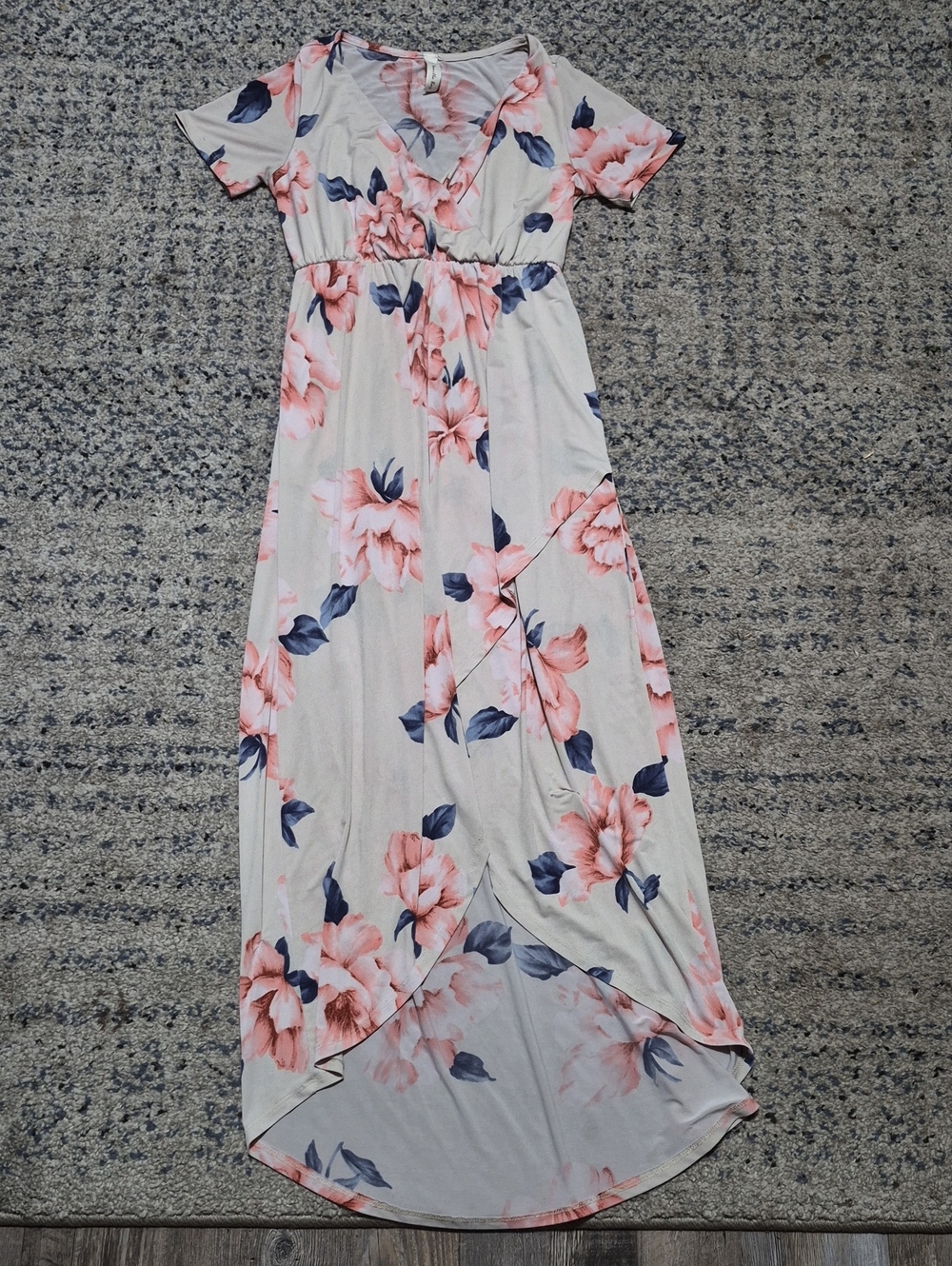 Vanilla Bay Pink Floral Wrap-Style Maxi Dress